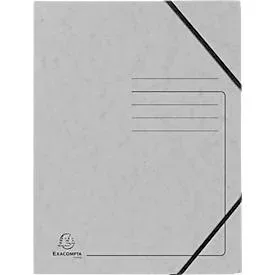 Exacompta Eckspannmappe, DIN A4, mit Gummizug, beschriftbar, Colorspan-Karton, 355 g/m², grau