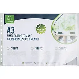 Exacompta Prospekthüllen Forever®, aus Recycing-Polypropylen, genarbt, 90µ, für DIN A3, 10 Stück