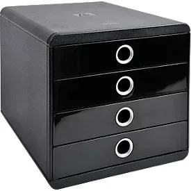 Exacompta - Schubladenbox POP-BOX mit 4 geschlossenen Laden, A4, Silber