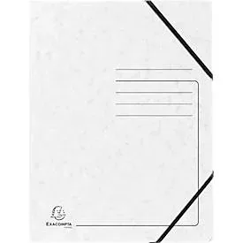 Exacompta Sammelmappe, DIN A4, mit Gummizug, 3 Klappen, beschriftbar, Colorspan-Karton, 355 g/m², weiss
