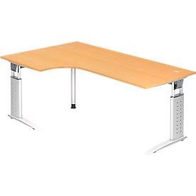 Hammerbacher Tisch US82 Buche, Weiß 2.000 x 800 x 680 x 680 - 860 mm