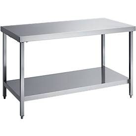 Edelstahl-Arbeitstisch, mit Boden, 1800 x 600 x 850 mm