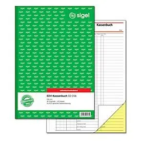 EDV-Kassenbuch Sigel SD056, selbstdurchschreibend, DIN A4, 2 x 40 Blatt