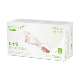 Einmalhandschuhe Medi-Inn® PS Nitril White Plus, für links/rechts, puderfrei, nicht steril, allergikergeeignet, Grösse L, Nitril, weiss, 100 Stück