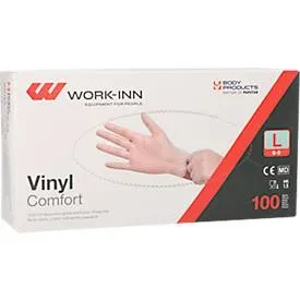 Einmalhandschuhe WORK-INN Comfort, Vinyl, puderfrei, latexfrei, transparent, Grösse L, 100 Stück