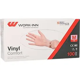 Einmalhandschuhe WORK-INN Comfort, Vinyl, puderfrei, latexfrei, transparent, Grösse M, 100 Stück