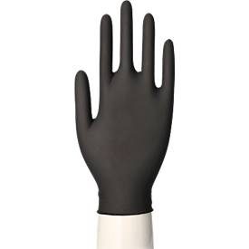 Einmalhandschuhe WORK-INN, für links & rechts, puderfrei, nicht steril, lebensmittelgeeignet, Grösse L, Naturlatex, schwarz, 100 Stück