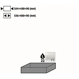 Einlegewanne für asecos Sicherheitsschränke der Q30, Q90 und S90 Serie, Polypropylen, grau, B 578 x T 500 x H 96 mm, 23 l