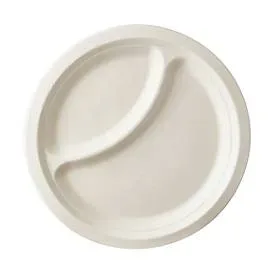 Einwegteller Papstar pure, 2-geteilt, ø 230 mm, 50 Stk., kompostierbar, mikrowellengeeignet, aus Zuckerrohr, weiss