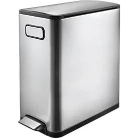 EKO Treteimer Ecofly II, 20 Liter, Edelstahl, fingerabdruckfest, geräuschloser Deckel, B 250 x T 375 x H 465 mm, silber/schwarz