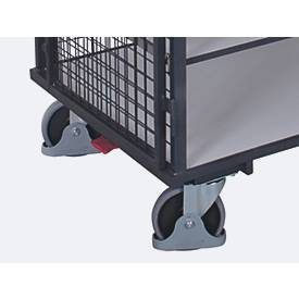 ESD-Schrankwagen, Stahl/Spanplatte, Graphitgrau/ Lichtgrau, 5 Etagen, 1045 x 685 mm, Dach und Doppelflügeltür, abschliessbar, EasySTOP, bis 500 kg