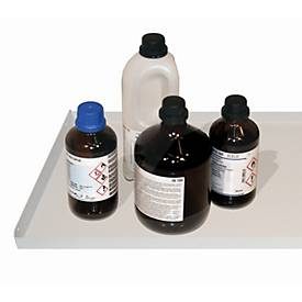 Fachboden Standard für asecos Druckgasflaschenschränke, Stahlblech, lichtgrau, B 1085 x T 340 x H 25 mm, bis 75 kg