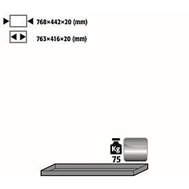 Fachboden Standard für asecos Sicherheitsschränke der UB90 Serie, Edelstahl 1.4301, B 768 x T 422 x H 20 mm, bis 30 kg