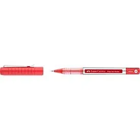Faber Castell Tintenroller Free Ink Micro, Schreibfarbe rot, Strichstärke 0,5 mm, mit Sichtfester und Metallclip, Recycling-Kunststoff, 1 Stück