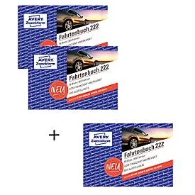 Fahrtenbuch AVERY® Zweckform 222-3P, Sonderaktion mit 3 x Fahrtenbuch 222, DIN A6 quer, von Rechtsexperten geprüft, mit Ausfüllhilfe, FSC®-Papier
