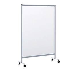 Fahrbarer Spuckschutz-Teiler Modell B, Acrylglas, Dicke 3 mm, B 1200 x T 390 x H 1800 mm, mit Rollen