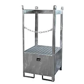 Bauer® Lager-/Transportpalette auf Auffangwanne, HxBxT 1.590 x 760 x 760 mm, offen, feuerverzinkt