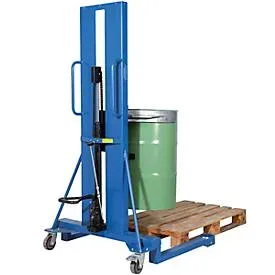 Fasslifter asecos, mit Fusspumpe, B 1200 x H 2135 x T 1100 mm, Hubbereich 0 ? 1170 mm, Stahl lackiert