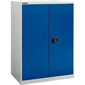 Flügeltürenschrank Schäfer Shop Select MS-i 12408, Stahlblech, B 800 x T 400 x H 1215 mm, 3 OH, Lichtgrau/Enzianblau, bis 150 kg