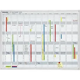 Franken Jahreskalender JetKalender JK1203, magnethaftend, Ablageschale, Grossformat, B 1200 x H 900 mm, Stahl & Aluminium, weiss