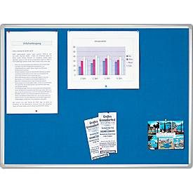Franken Pinnwandtafel PRO, Filz, Wandmontage, Hoch-/Querformat, Aluminium, blau, 900 x 600 mm