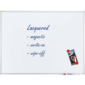 Franken Whiteboard X-tra!Line, Wandmontage im Hoch- & Querformat, Stahl weiss lackiert & Aluminiumrahmen, magnethaftend, Ablageschale, B 1500 x H 1200 mm