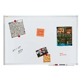 Franken Whiteboard X-tra!Line, Wandmontage im Hoch- & Querformat, Stahl weiss lackiert & Aluminiumrahmen, magnethaftend, Ablageschale, B 1800 x H 1200 mm