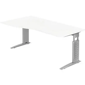 Hammerbacher Schreibtisch US18 Silber, Weiß 1.800 x 800 x 680 x 680 - 860 mm