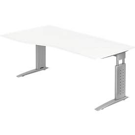 Hammerbacher Schreibtisch US18 Silber, Weiß 1.800 x 800 x 680 x 680 - 860 mm