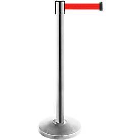 Gurtpfosten ALLROUNDLINE, aus Edelstahl, Gurtbandmass L 3500 x B 50 mm, 2-er Set, rot