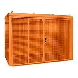 Gasflaschencontainer BAUER GFC-B M4, B 1570 x T 3120 x H 2295, für 60 Gasflaschen, feuerbeständig, abschliessbar, orange