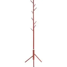Garderobenständer HAKU, 8 Haken mit jeweils 5 kg Tragkraft, Ø 480 x H 1730 mm, Stahlrohr lackiert, rot