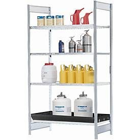 Gefahrstoffregal asecos RSG-V 1364, B 1360 x T 640 x H 2000 mm, mit 36 l PE-Auffangwanne, 3 Gitterostböden aus verzinktem Stahl
