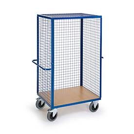 Gitter-Regalwagen, 1385 x 820 x 1800 mm, 1 Längswand offen