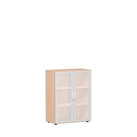 Glastürenschrank ALICANTE, 3 Ordnerhöhen, B 800 x T 420 x H 1104 mm, Buche-Dekor