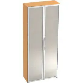 Aktenschrank Office Silber/Transparent/Braun Holz/Glas/Metall 80 cm 34.9 cm 188 cm - Farbe: silber, semi transparent, natur - Material: Holzwerkstoff,