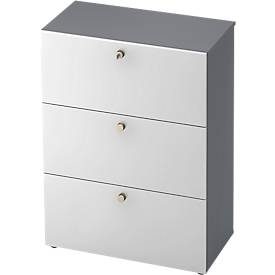 Hängeregistraturschrank TOPAS LINE, 3 Ordnerhöhen, mit Vollauszug, graphit/weiss