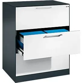 Hängeregistraturschrank ASISTO C 3000, 3 Schubladen, 2-bahnig, B 800 mm, anthrazit/weiss