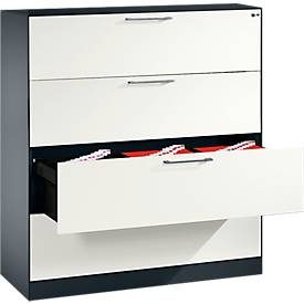 Hängeregistraturschrank ASISTO C 3000, 4 Schubladen, 3-bahnig, B 1200 mm, anthrazit/weiss