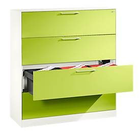 Hängeregistraturschrank ASISTO C 3000, 4 Schubladen, 3-bahnig, B 1200 mm, weiss/weiss