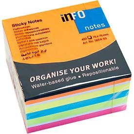 Haftnotizen Brillant, Würfel mit 450 Blatt, B 75 x H 75 mm, 6 Farben