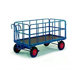 Handpritschenwagen mit Rohrgitterwänden, Räder aus Vollgummi, 1130 x 730 mm