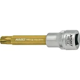 HAZET Steckschlüsseleinsatz 990-10, Innen-Vielzahn M10, 1/2 Zoll, L 53 mm, TiN-beschichtet, Spezialstahl