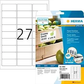 Herma Power-Etiketten Nr. 10903, 63,5 x 29,6 mm, selbstklebend, extrem stark haftend, Papier, weiss, 675 Stück