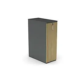 Hochcontainer Big Tower BEXXSTAR, 3 Regalfächer, links, abschliessbar, B 400 x T 800 x H 1155 mm, dunkelgrau/Eiche