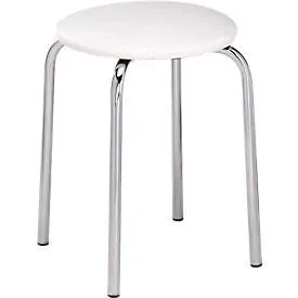 Hocker, stapelbar, 4-Fuss-Gestell, Kunstleder-Bezug, H 440 mm, weiss