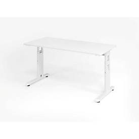 Hammerbacher Höhenverstellbarer gerader Schreibtisch mit C-Fuß Express Q Weiß 1.400 x 672 x 685 - 810 mm