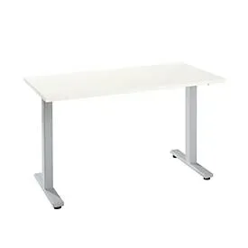 Home Office Schreibtisch Start Off, Rechteck, T-Fuss, B 1300 x T 650 x H 735 mm, weiss/weissaluminium