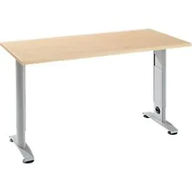 Home Office Tisch Login, C-Fuss, B 1300 x T 650 mm, Ahorn/weissalu