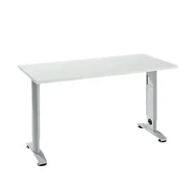 Home Office Tisch Login, C-Fuss, B 1300 x T 650 mm, lichtgrau/weissalu